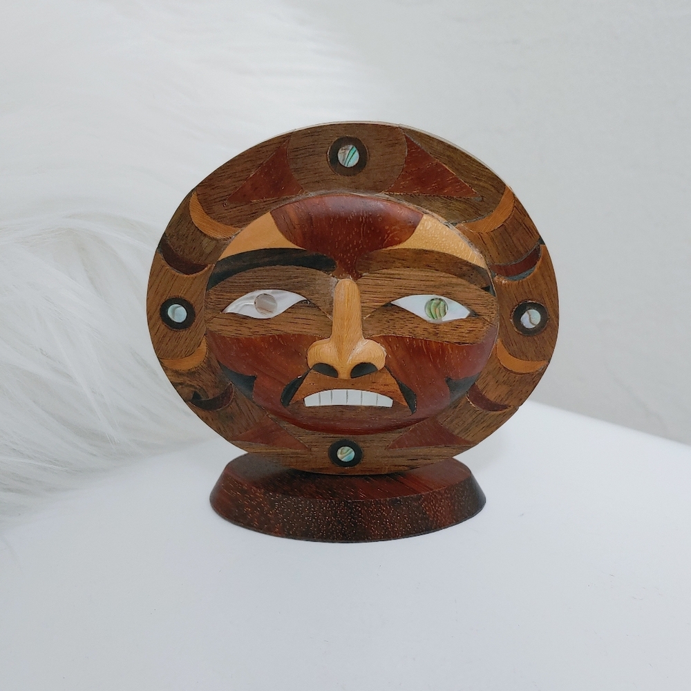 Wooden inlay sunface with Abalone inserts Marquetry